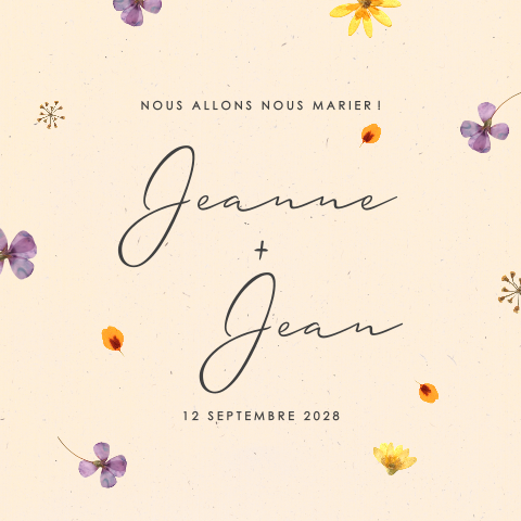 Faire-part printaniers avec des fleurs séchées