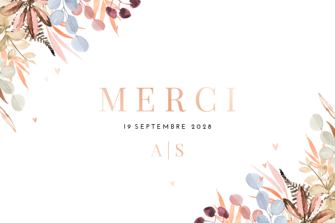 Carte de remerciement colorée avec des feuilles automnales
