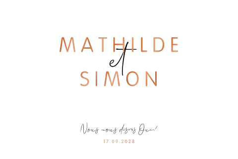 Faire-part de mariage élégant avec prénoms des mariés en vernis