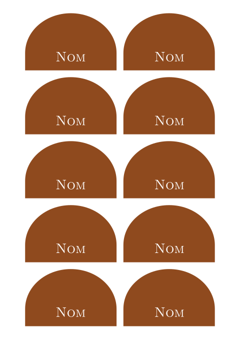 Marque-place demi-cercle, couleurs rouille