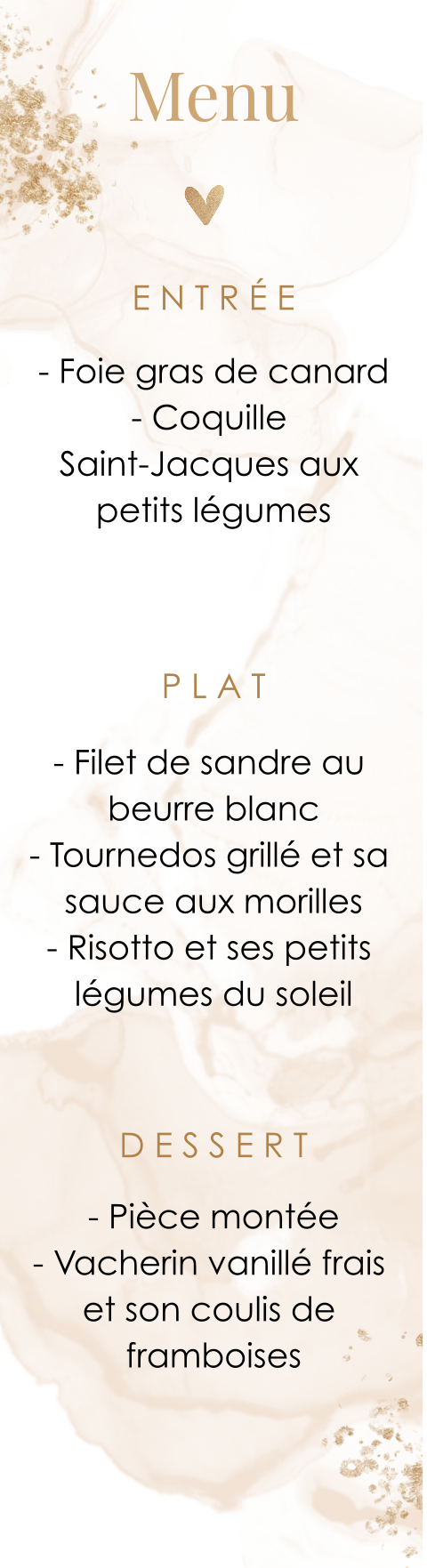 Carte de menu dans teintes poudrées - set de 4