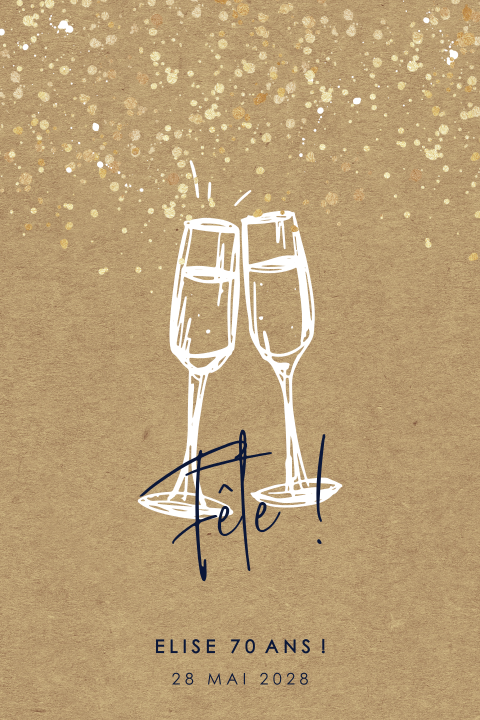 Carte d'invitation d'anniversaire avec des verres de champagne