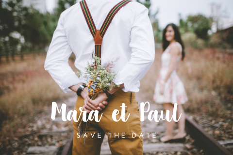 Save the date avec une grande photo et une belle écriture