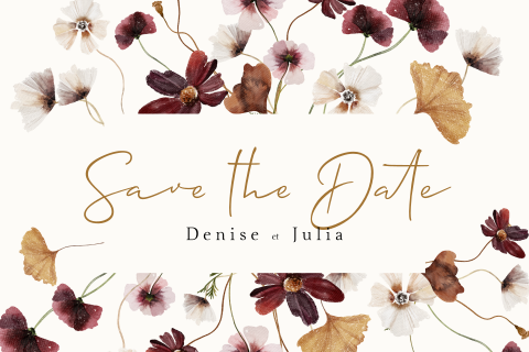 Save the date florale, format paysage simple.