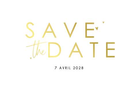 Save the date avec une écriture dorée élégante