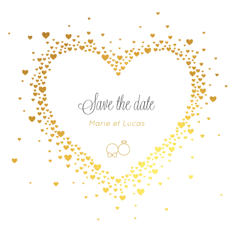Save the date romantique avec un cœur doré