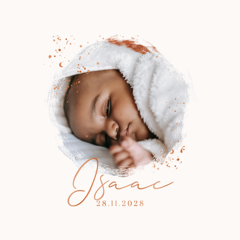 Faire-part de naissance avec photo et éléments en vernis