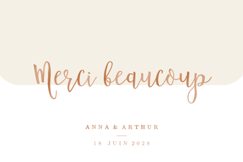 Carte de remerciement simple avec texte en vernis