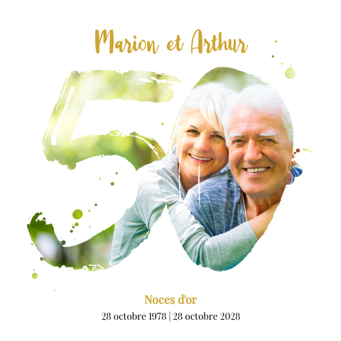 Invitation originale pour noces d'or avec photo