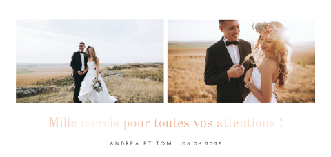 Carte de remerciement avec photos et fleurs des champs