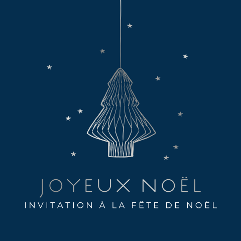 Invitation bleue pour la fête de Noël avec une élégante feuille d'argent