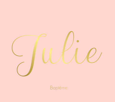 Faire-part de baptême sur fond rose avec dorure