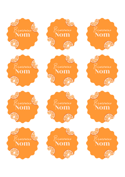 Marque-places en forme originale avec oranges - 12 ex. 55mm