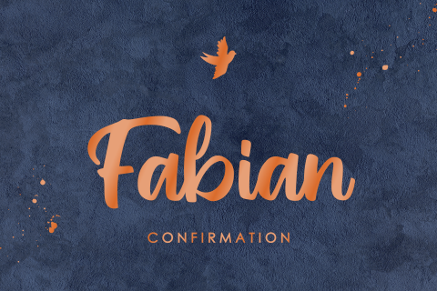 Faire-part de confirmation avec colombe en vernis sur aspect velours