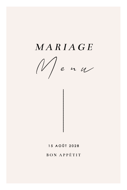 Carte de menu moderne en rose et noir