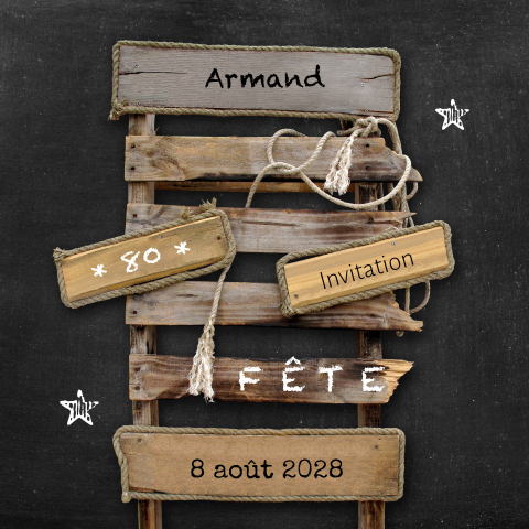 Carte d'invitation avec panneau indicateur sur fond de tableau noir