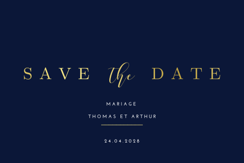 Save the date élégante avec une écriture dorée