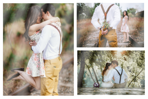 Faire-part de mariage avec trois photos à personnaliser