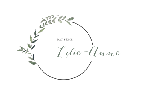 Faire-part de baptême délicat avec cercle et feuillages
