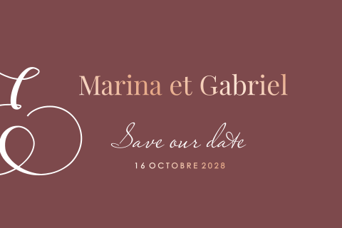 Save the date bordeaux avec un texte délicat.