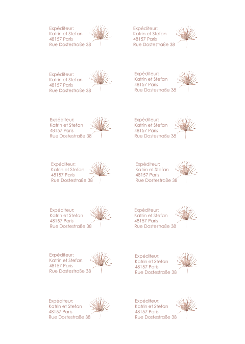 Étiquette d'expéditeur avec des branches 65x34mm 14 pièces