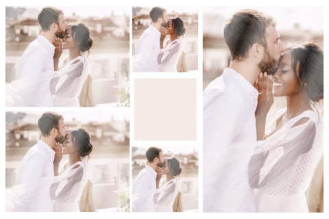 Faire-part de mariage avec collage de photos, à personnaliser soi-même