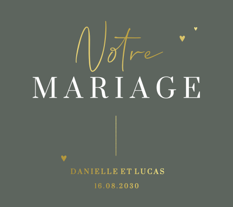 Faire-part de mariage avec dorure sur un fond vert foncé