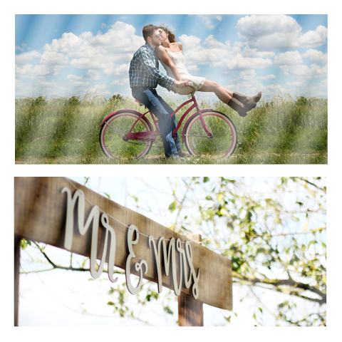 Faire-part de mariage carré avec deux photos personnelles