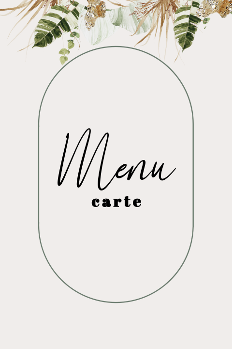 Menu original avec des feuilles et des coins arrondis