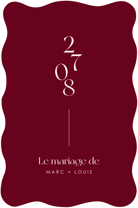 Faire-part mariage simple avec bords ondulés et terracotta