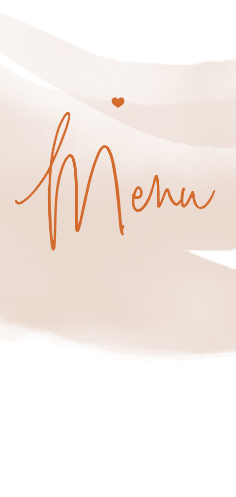 Carte de menu en format portrait avec aquarelle et cœurs