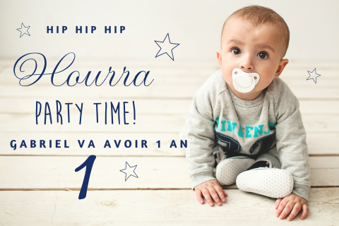 Carte d'invitation festive avec une photo et des étoiles