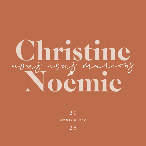 Faire-part avec fond orange et jolie typographie