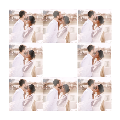 Faire-part de mariage avec collage de photos, à personnaliser