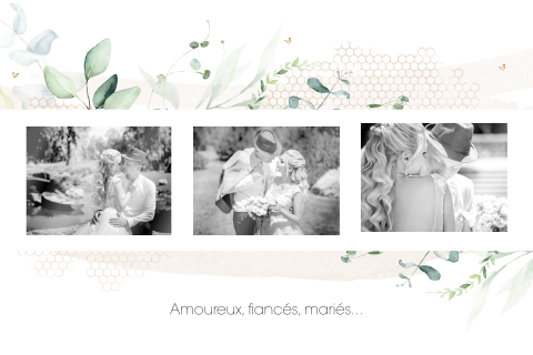 Carte de remerciement avec photos et feuillages