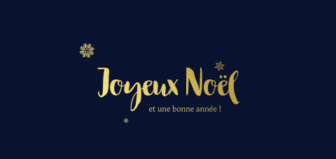 Carte de Noël minimaliste avec des flocons de neige et des dorures