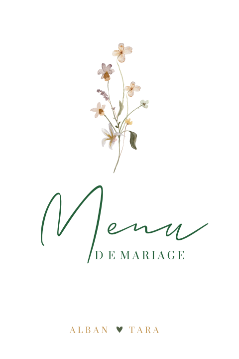 Menu de mariage floral Délicatesse champêtre
