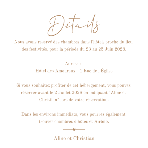Feuillet avec un texte brun et un cœur