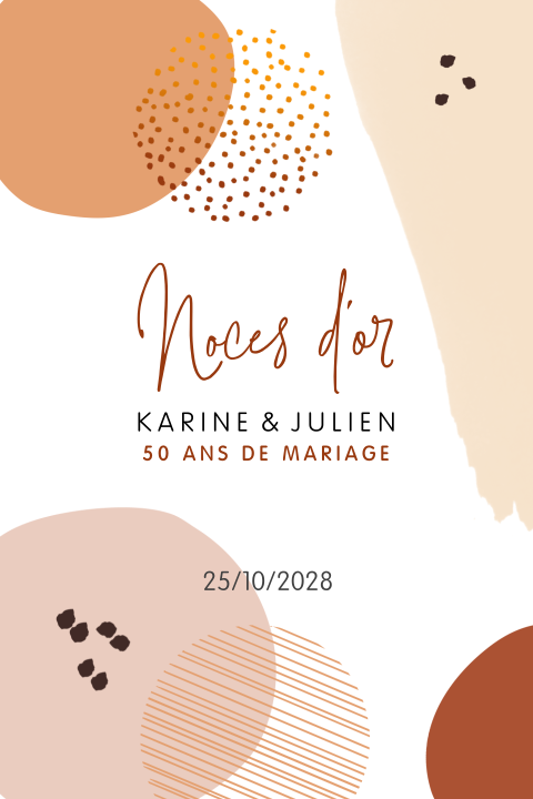 Invitation anniversaire mariage avec formes tons terra cotta