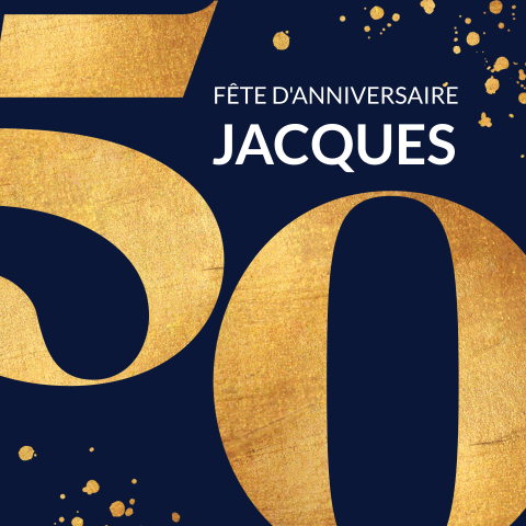 Carte d'invitation élégante pour les 50 ans sur fond foncé