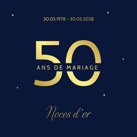 Invitation anniversaire mariage avec dorure sur fond bleu nuit
