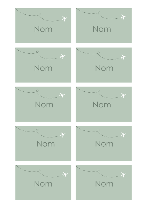 Marque-places fond vert avec avion
