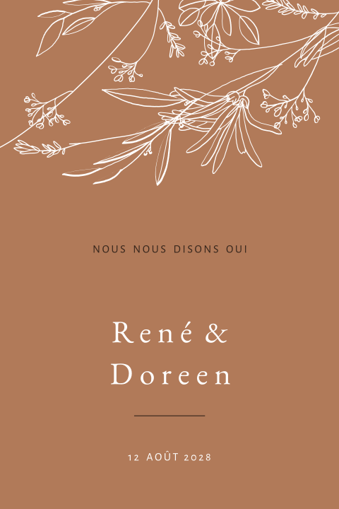 Faire-part de mariage en élégant marron clair