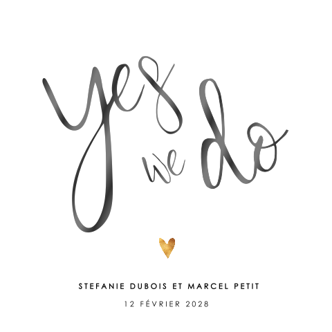 Faire-part discret avec cœurs et programme de la journée