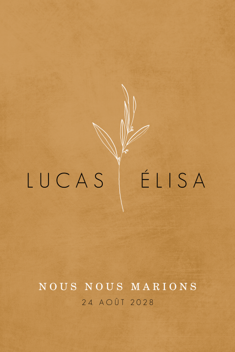 Faire-part ton ocre avec fines branches