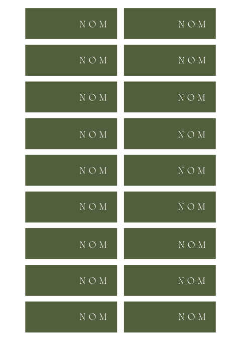 Marque-place mariage avec prénom sur fond vert