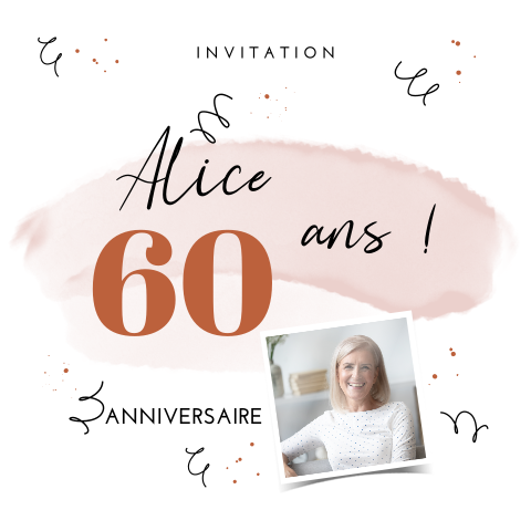 Invitation pour les 60 ans dans des couleurs pastel
