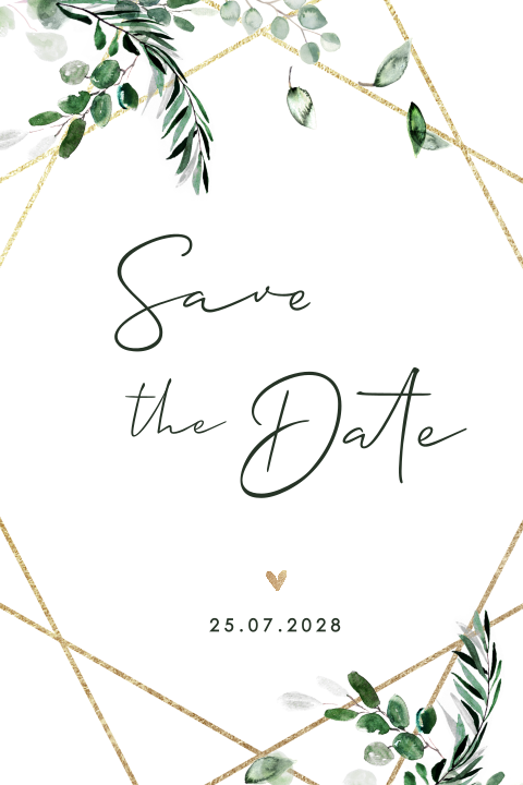 Save the date avec de jolies branches d'eucalyptus