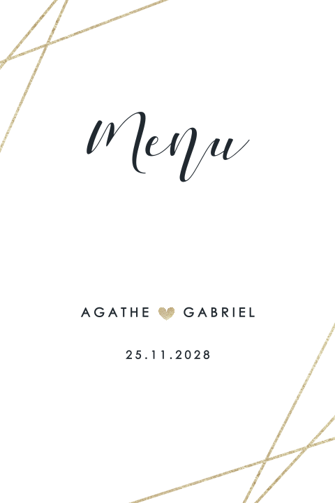 Carte de menu élégante avec un cœur et des lignes