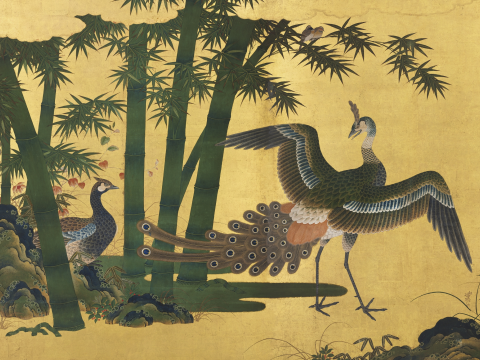 Affiche Pfaue und Bambus von Tosa Mitsuyoshi